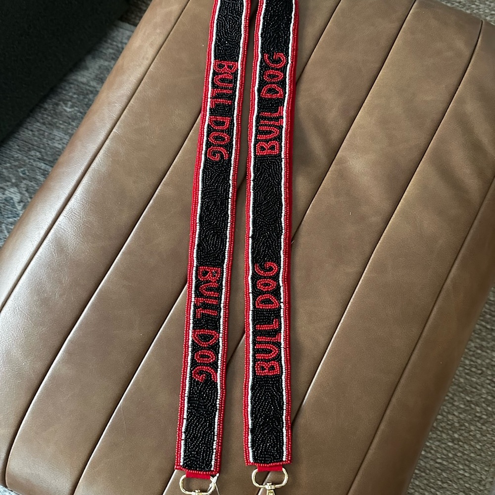 GAME DAY- Bulldog red and black beaded purse strap